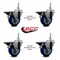 Service Caster 35 Inch Blue Polyurethane 38 Inch Threaded Stem Caster Set with Brake SCC-TS20S3514-PPUB-BLUE-PLB-381615-4 - alternate 4